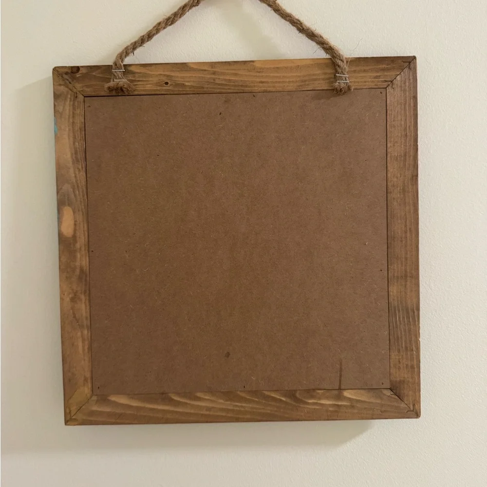 Happy Easter Sign Blue Spring Distressed Wood Wall Hanging Shelf Display 12 inch